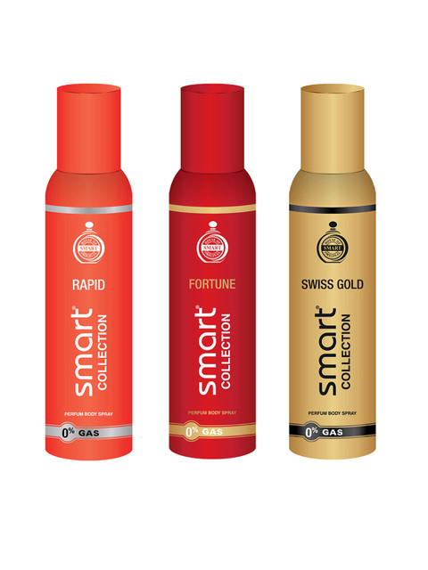 

Smart COLLECTION Men Set of 3 Deodorant - Rapid + Fortune + Swiss Gold - 150 ml Each, Red