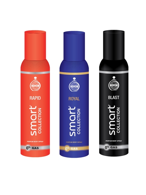 Smart COLLECTION Men Set of 3 Deodorant - Rapid + Blast + Royal - 150 ml Each, Red