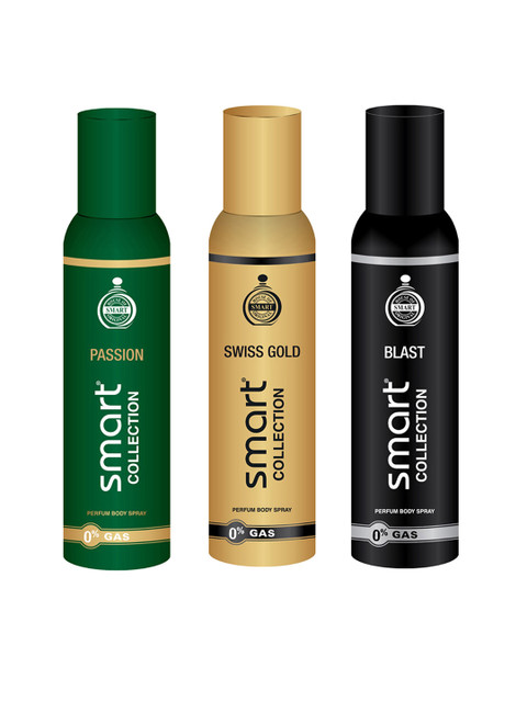 

Smart COLLECTION Men Set of 3 Deodorant - Passion + Blast + Swiss Gold - 150 ml Each, Green