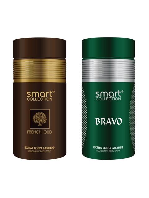 

Smart COLLECTION Men Set of 2 Deodorant - French Oud + Bravo - 250 ml Each, Brown