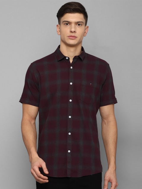 

Louis Philippe Jeans Men Maroon Slim Fit Tartan Checks Checked Casual Shirt
