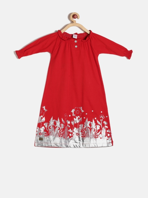 

Lil Orchids Girls Red Printed A-Line Dress