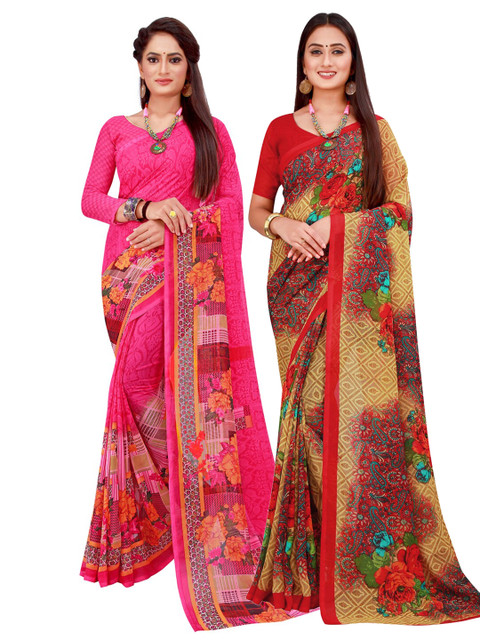 

Florence Brown & Pink Pure Georgette Saree