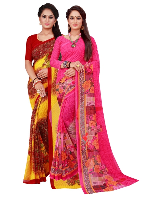 

Florence Maroon & Magenta Floral Pure Georgette Saree