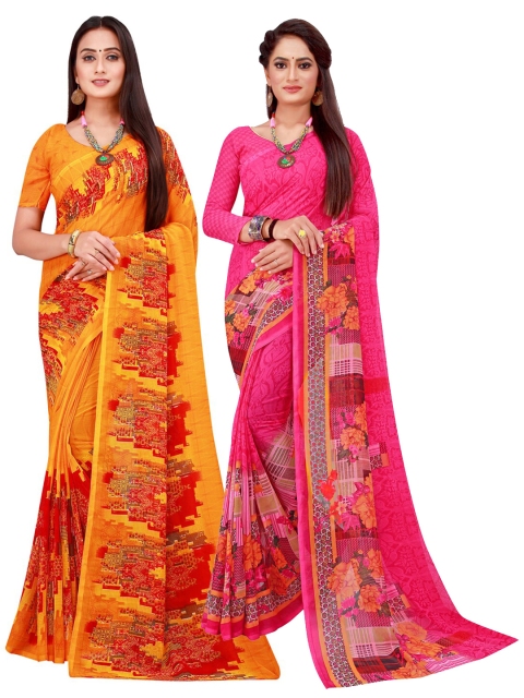 

Florence Orange & Magenta Pure Georgette Saree