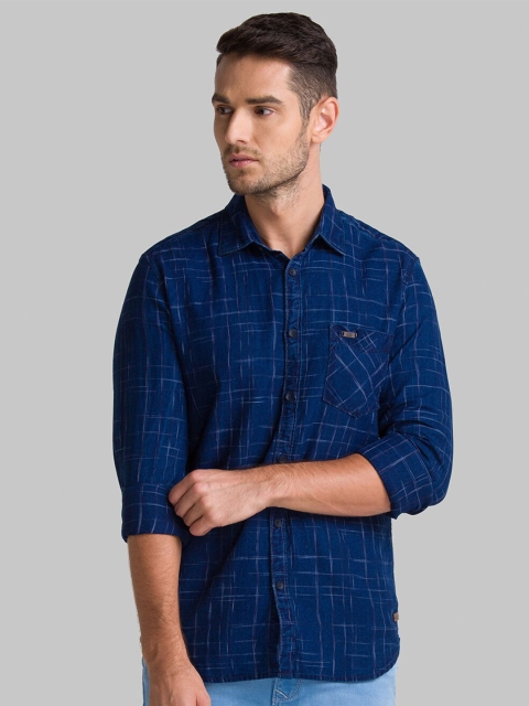 

Parx Men Blue Slim Fit Checked Casual Shirt