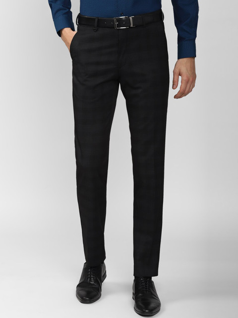 

Van Heusen Men Black Textured Slim Fit Trousers