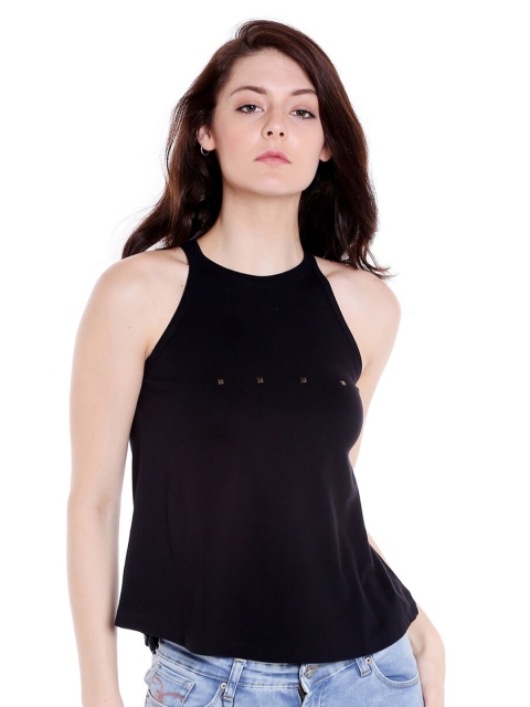 

CULT FICTION Women Black Extended Sleeves T-shirt