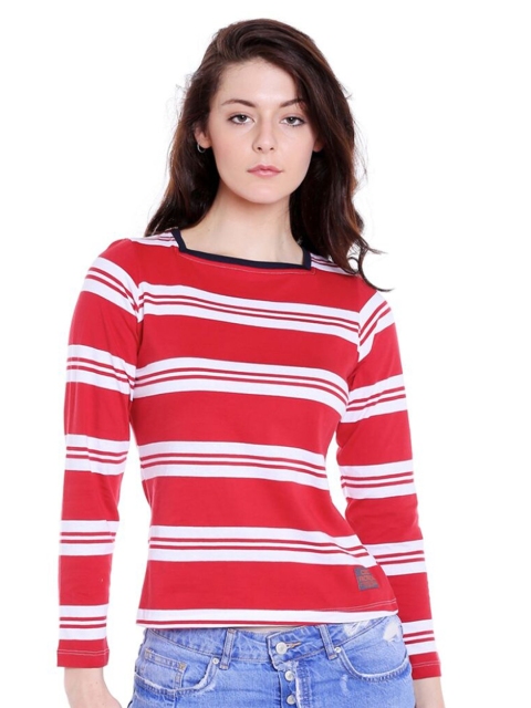 

CULT FICTION Women White Striped T-shirt