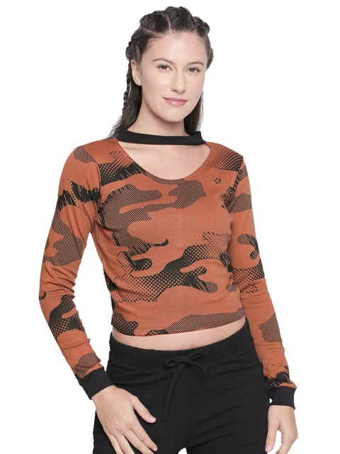 

CULT FICTION Women Rust Printed Slim Fit T-shirt