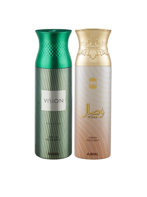 

Ajmal Set Of 2 Vision Him & Wisal Deodorant Sprays, Green