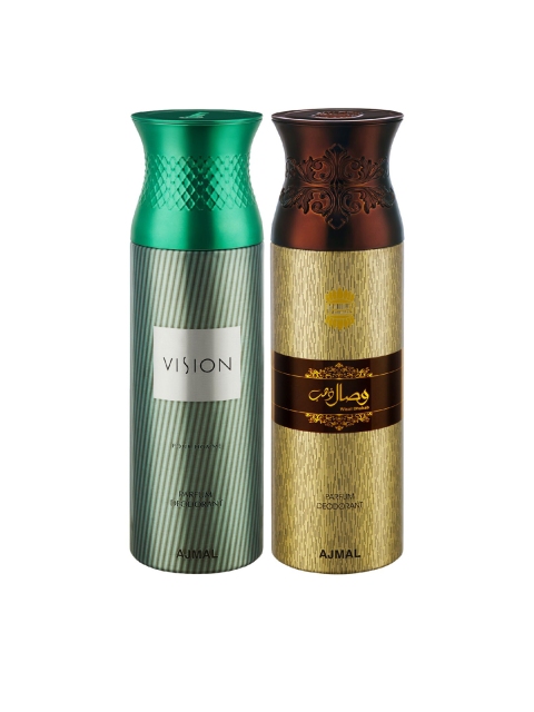 

Ajmal Set Of 2 Vision Him & Wisal Dhahab Deodorant Sprays, Green