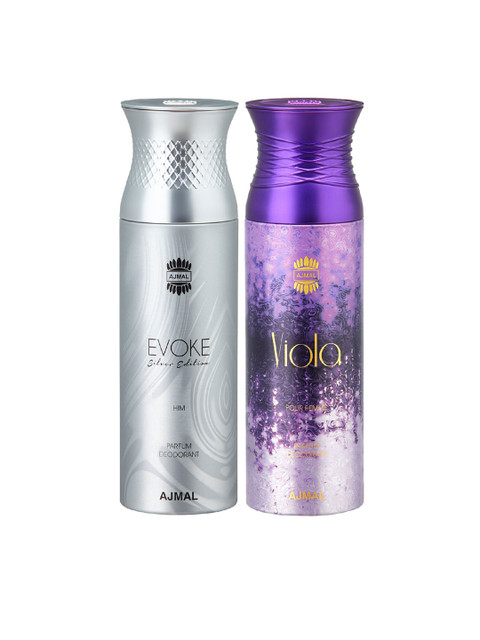 

Ajmal Set of 2 Purple Viola her Deo 100 ml & Evoke Silver Him Deo 100 ml
