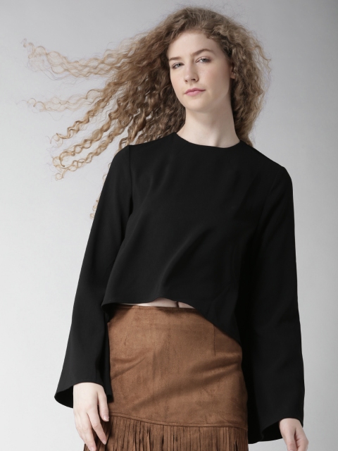 

FOREVER 21 Women Black Solid Crop A-Line Top