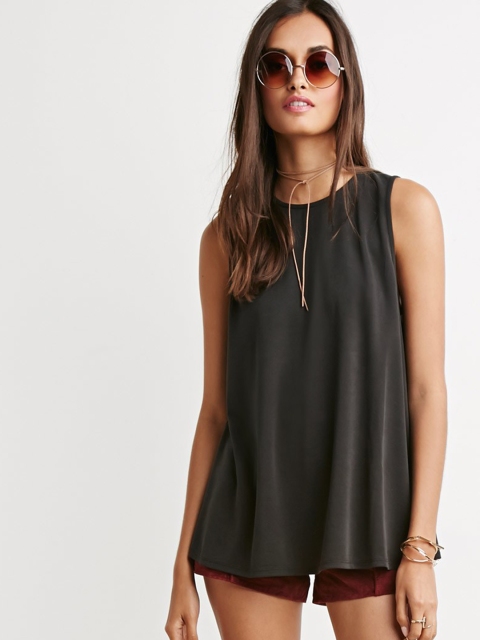 

FOREVER 21 Women Charcoal Grey A-Line Top