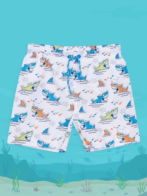 

LC Waikiki Boys White & Blue Shark Print Quick Drying Swim Shorts