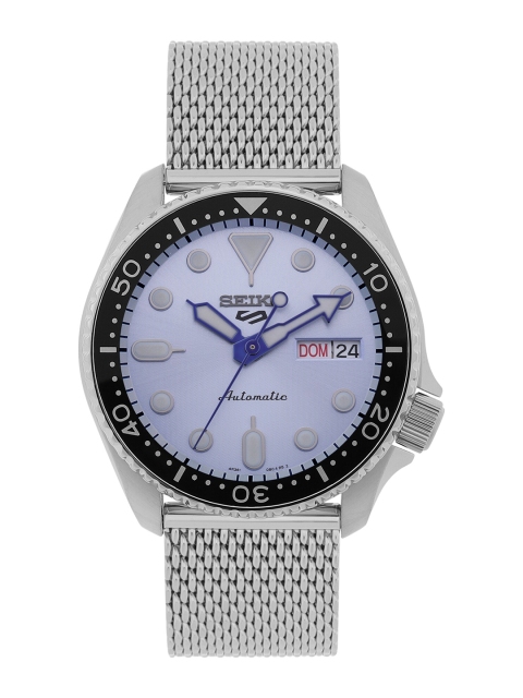 

SEIKO Men Embellished Dial & Silver Toned Stainless Steel Wrap Around Straps Analogue Automatic Watch, Blue