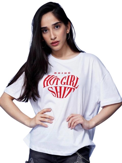 

Alaya By Stage3 Women White Typography Printed Loose T-shirt