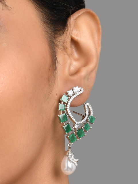 

Fida Silver-Toned Contemporary Drop Earrings