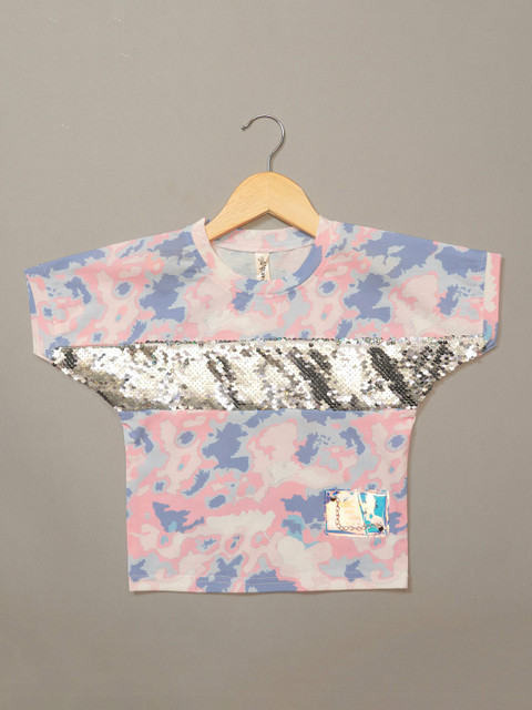 

Mumkins Pink & lilac ash Print Top
