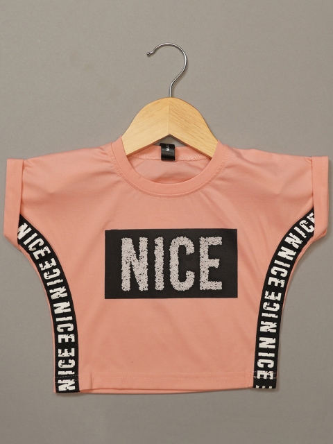 

Mumkins Peach-Coloured Print Extended Sleeves Top