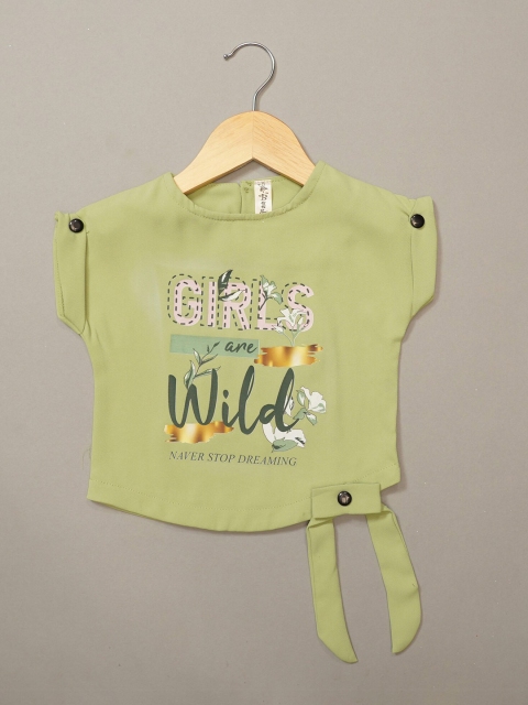 

Mumkins Green Print Extended Sleeves Georgette Top