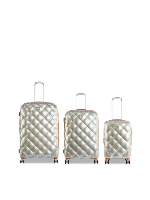 

IT luggage Set Of 3 Champagne-Colored Textured Hard-Sided Trolley Suitcases