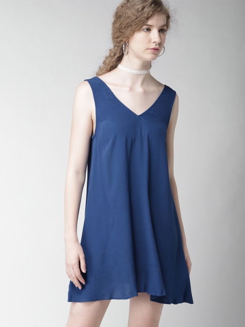 

FOREVER 21 Women Blue Solid A-Line Dress