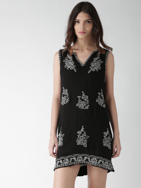 

FOREVER 21 Women Black Embroidered A-Line Dress