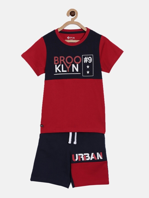 

3PIN Boys Black & Red Printed T-shirt with Shorts