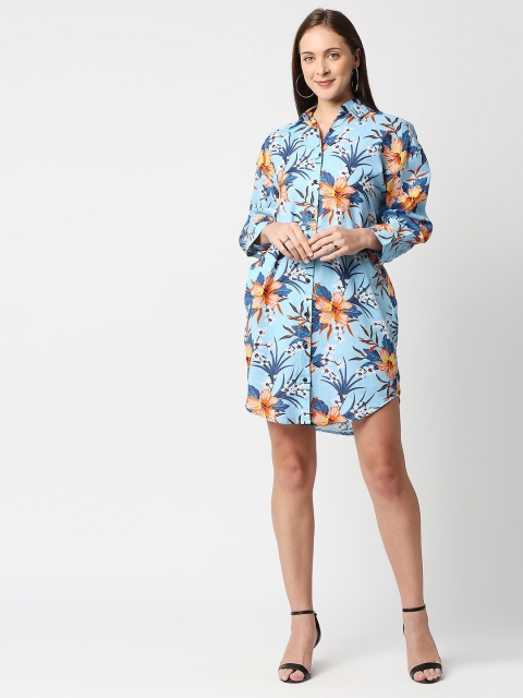

Remanika Women Blue Comfort Floral Printed Casual Shirt