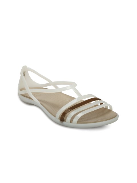 

Crocs Women White & Brown Isabella Colourblocked Flats