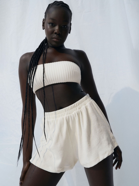 

H&M Women White Terry Shorts