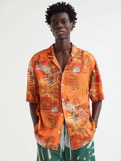

H&M Orange Relaxed Fit Resort Shirt