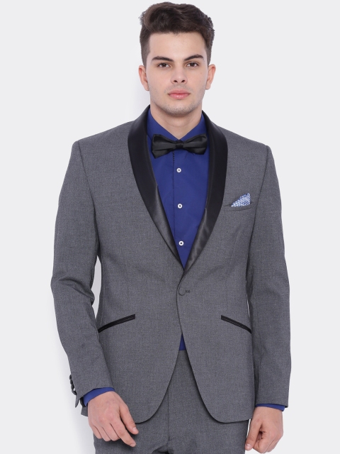 

SUITLTD Grey Single-Breasted Slim Fit Formal Tuxedo, Black