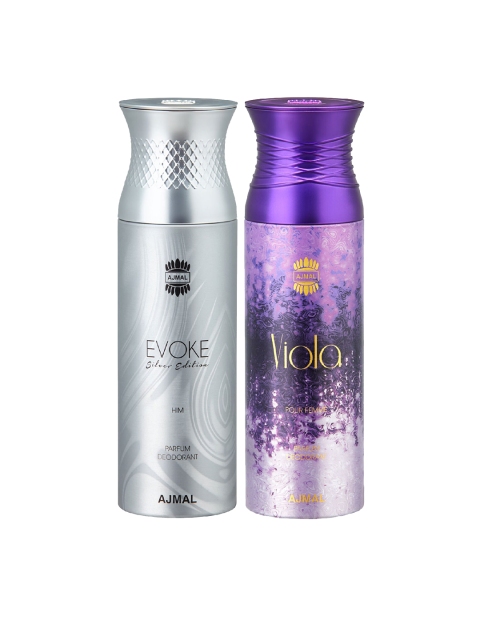 

Ajmal Set Of 2 Evoke Silver & Violaher Parfum Deodorant 200ml, Purple