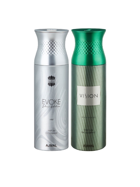 

Ajmal Set Of 2 Evoke Silver & Vision Parfum Deodorant 200ml, Green