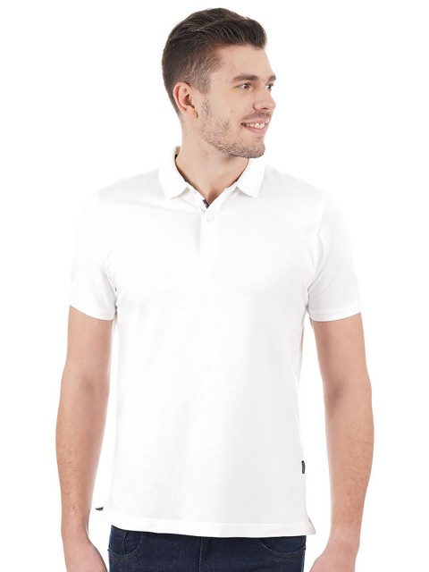 

LONDON FOG Men White High Neck T-shirt