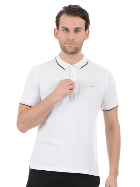 

LONDON FOG Men White Polo Collar T-shirt