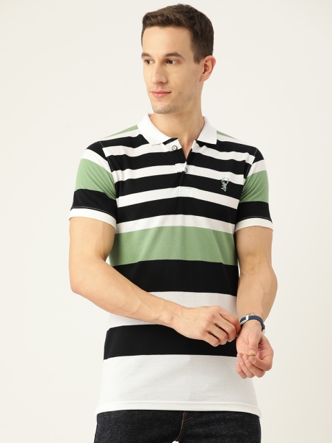 

PORTBLAIR Men White & Black Checked Polo Collar T-shirt