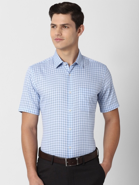 

Peter England Men Blue Checked Formal Shirt