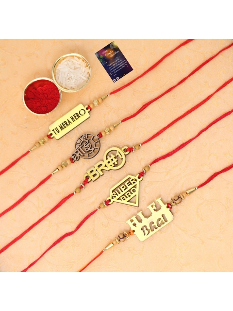 

Silver Shine Rakhi Combo Roli Chawal And Greeting Card, Multi