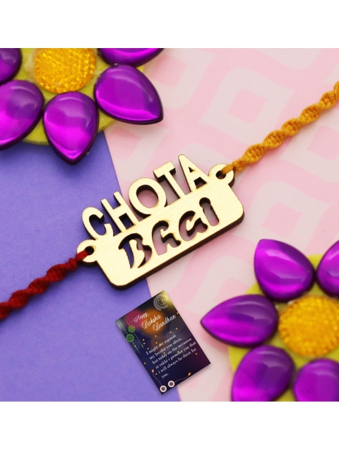 

Silver Shine Gold-Toned & Red Rakhi With Roli Chawal And 1 Greeting Card