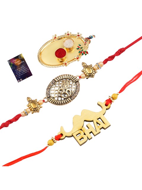 

Silver Shine Rakhi Combo With Pooja Thali Roli Chawal Greeting Card, Multi