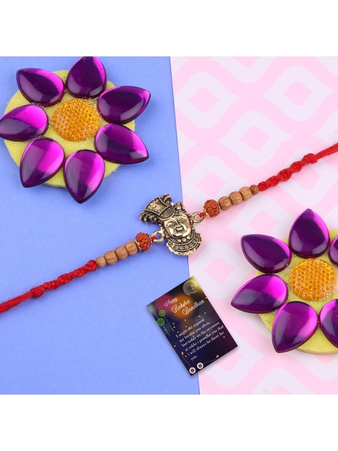

Silver Shine Gold-Toned Pack of 2 Rakhi Set