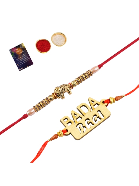 

Silver Shine Gold-Toned Pack of 2 Rakhi Set