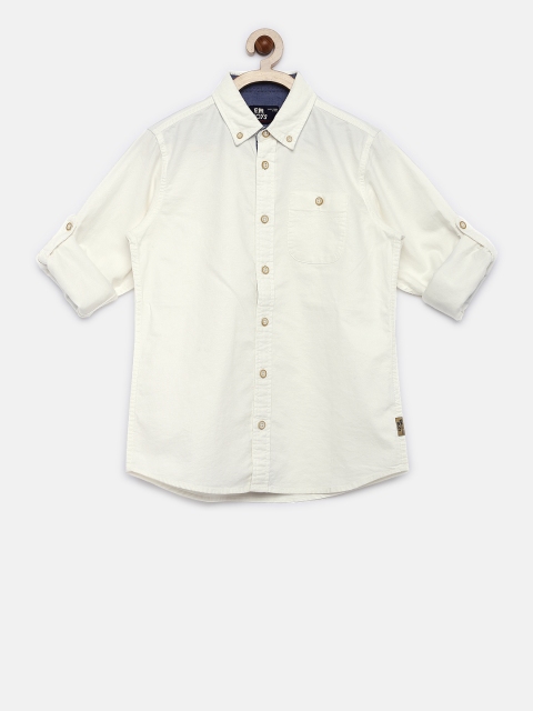 

Flying Machine Boys White Regular Fit Solid Casual Shirt