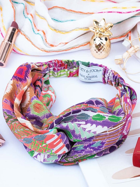 

Payal Singhal Women White & Purple Printed Bandana Headband