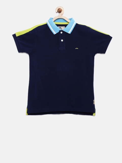 

Flying Machine Boys Navy Solid Polo Collar T-shirt, Navy blue