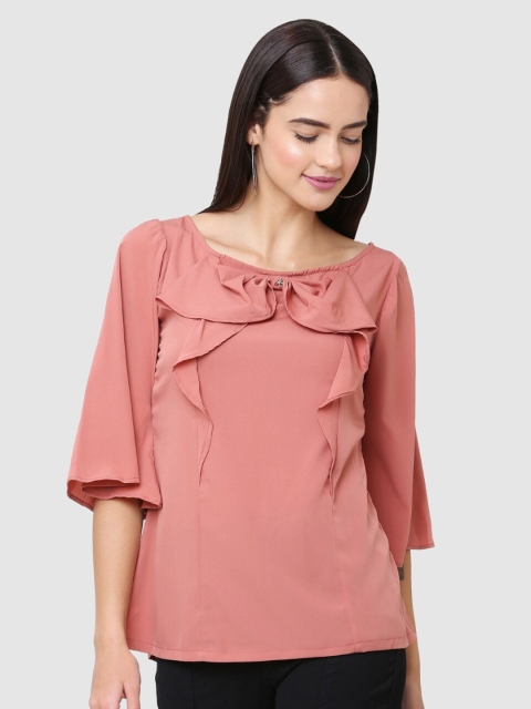 

The Label Bar Peach-Coloured Crepe Top